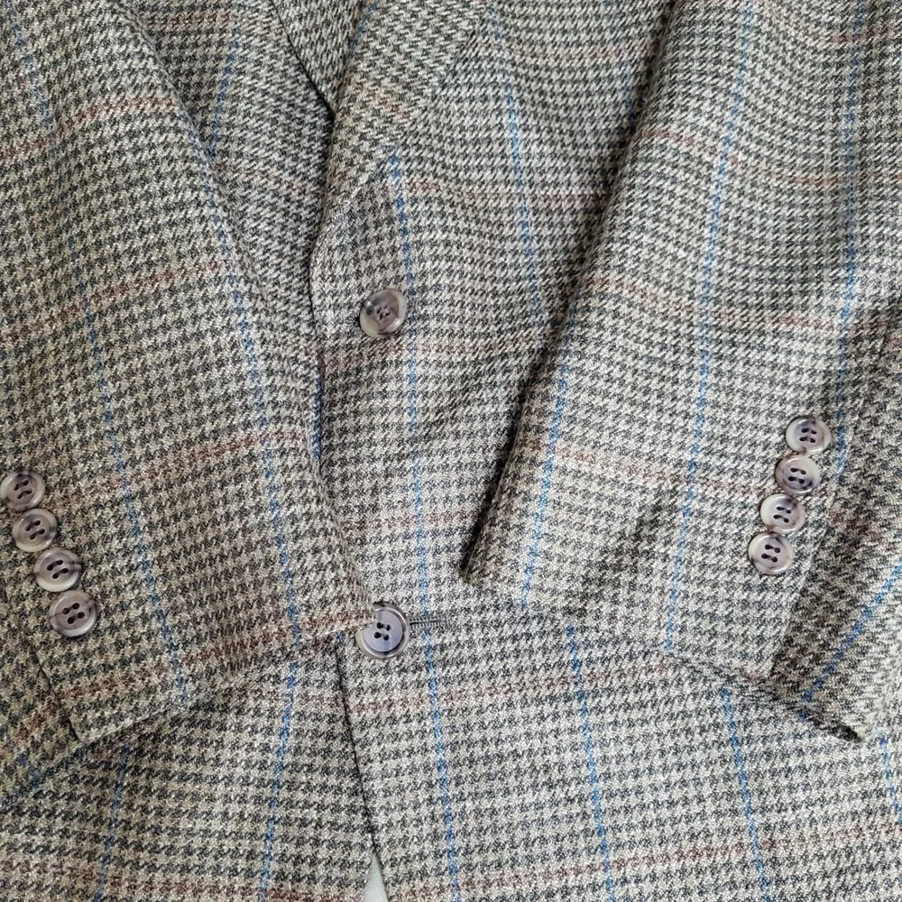 Brooks Brothers 42R Green Tan Houndstooth Wool‎ Sport Coat Menswear Blazer USA